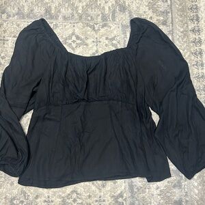 Old Navy Black Relaxed Ruched Long Sleeve Milk Maid Plus Size Top XXL Sexy Goth